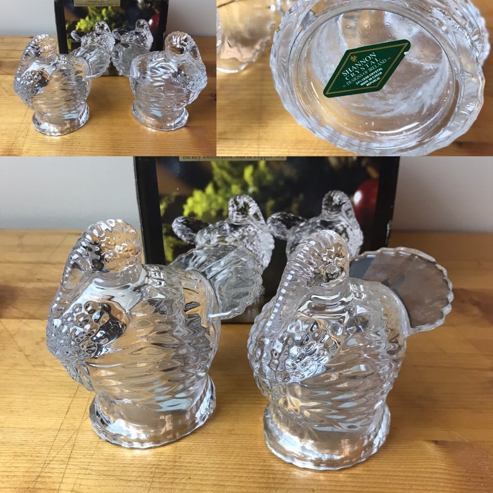 Turkey Salt & Pepper Shaker Set Heavy Crystal